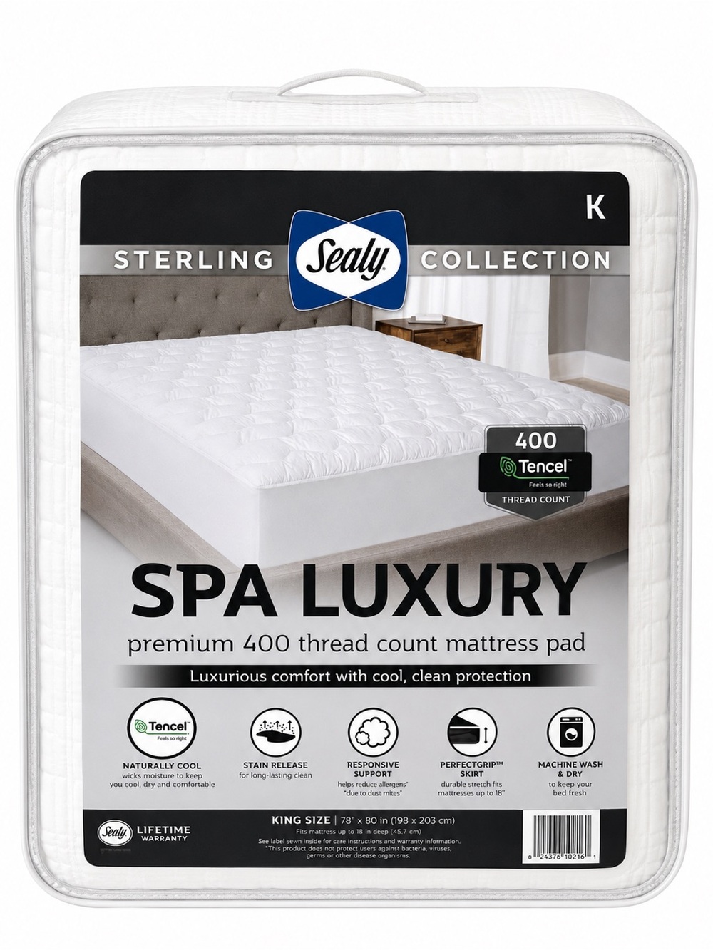 Sealy Spa Luxury King Cooling Mattress Pad